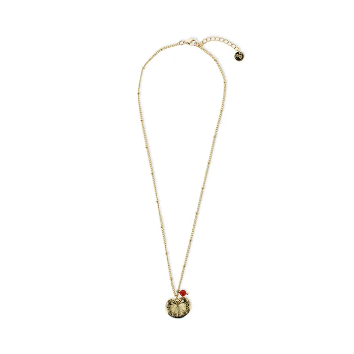 Collier court Nymphéa perle de cornaline - Les Cleias