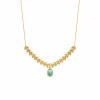 Collier Feuilles de laurier, plaqué or et aventurine