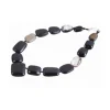 Collier Galets en corne noire et marbrée