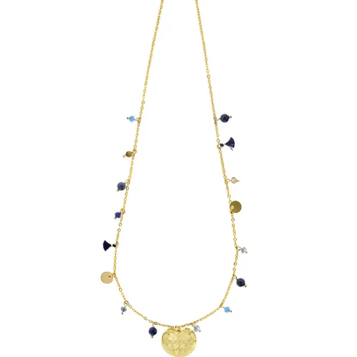Collier à pampilles bleu turquoise Nymphéa - Les Cleias