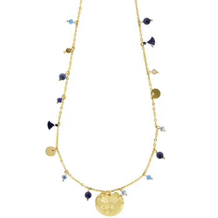 Collier à pampilles bleu turquoise Nymphéa - Les Cleias