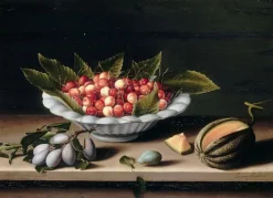 Coupe de cerises, prunes et melon (panneaux acryliques) Panneaux Acryliques|Toiles Encadrées