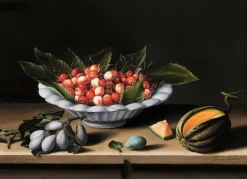 Coupe de cerises, prunes et melon (toiles encadrées)