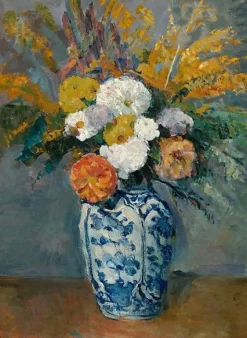 Dahlias dans un grand vase de Delft (panneaux aluminium)