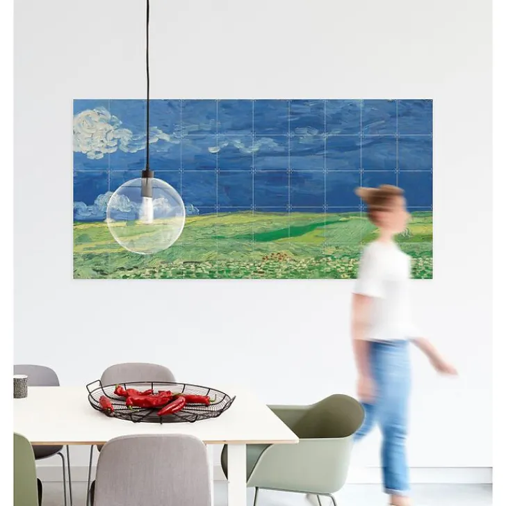 Décoration murale Vincent van Gogh - Champ de blé sous un ciel orageux - 160x80 cm Art De La Maison