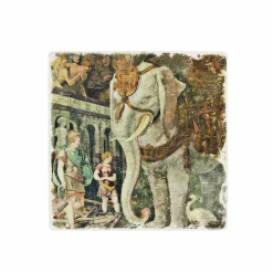 Dessous de verre en marbre Rosso Fiorentino - L' Éléphant royal - 10 x 10 cm