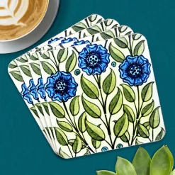 Dessous de verre William De Morgan Fleurs bleues - V&A Art De La Table