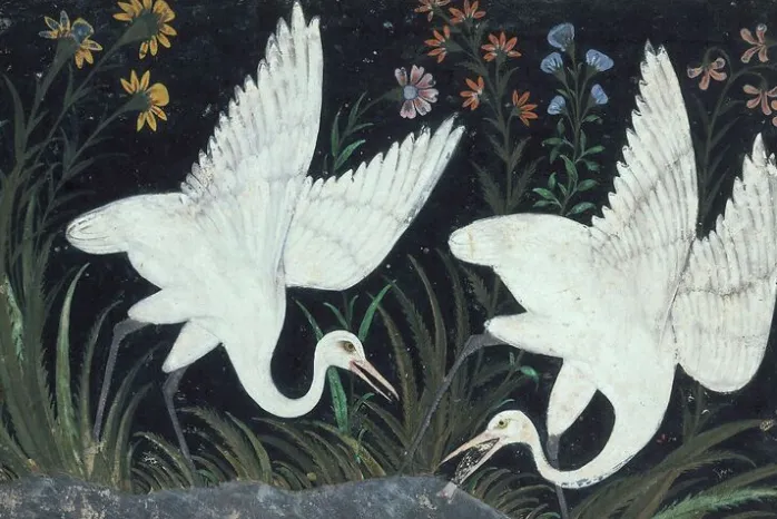Deux grues au bord d'un étang (toiles sans cadre)
