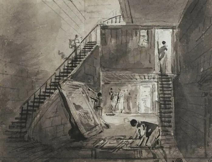 Entrée de l'atelier d'Hubert Robert au Louvre (panneaux aluminium)