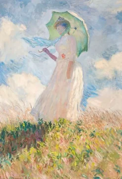 Essai de figure en plein air : femme à l’ombrelle tournée vers la gauche (affiches d'art)