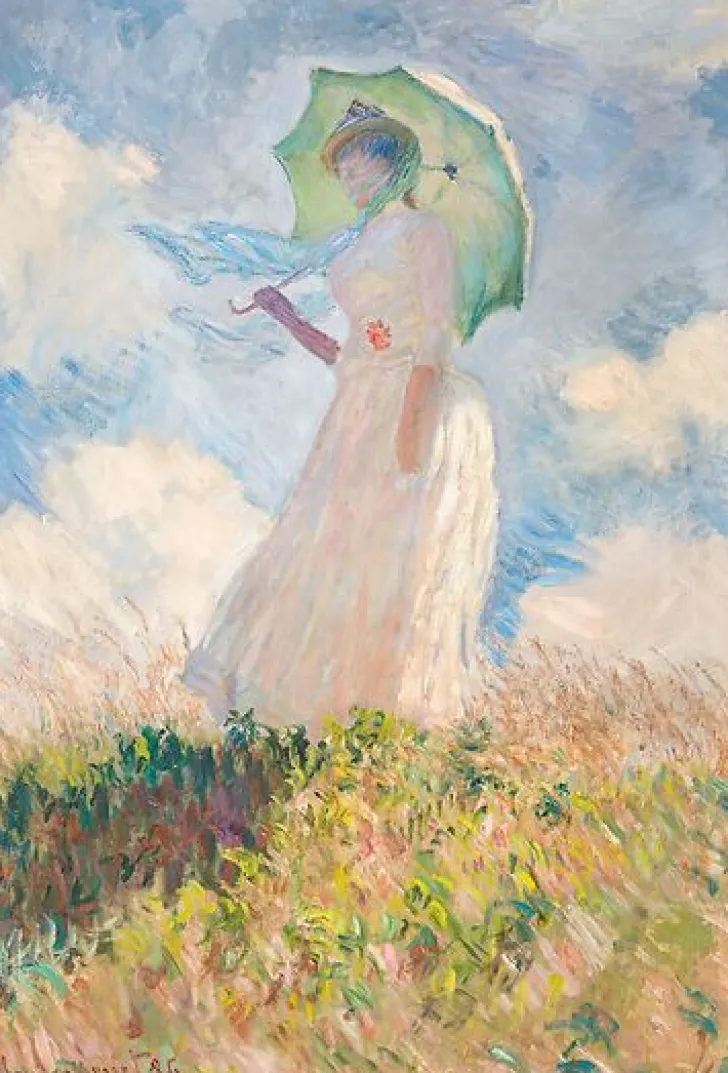 Outlet Essai de figure en plein air : femme à l’ombrelle tournée vers la gauche (toiles sur châssis) Toiles Sur Châssis|Panneaux Aluminium