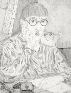 Estampe Autoportrait de l'artiste au chat - Foujita