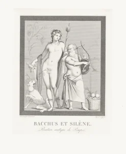 Estampe Bacchus et Silène, peinture antique de Pompeï - Boucher-Desnoyer
