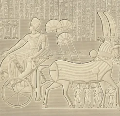 Estampe Bas-relief sculpté, péristyle du palais, Medinet-Abou