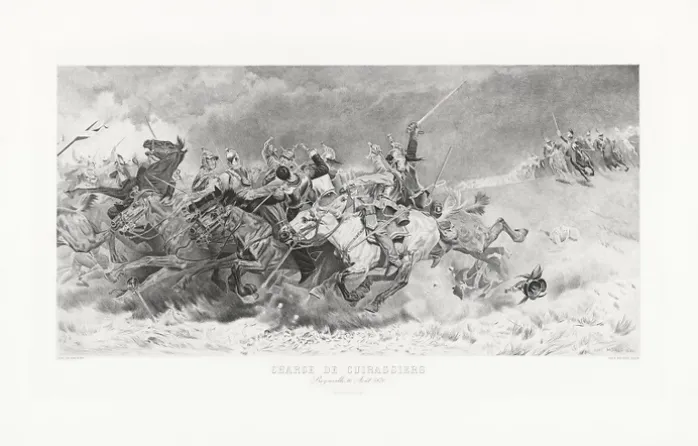 Estampe Charge des cuirassiers - Aimé Morot