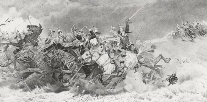 Estampe Charge des cuirassiers - Aimé Morot