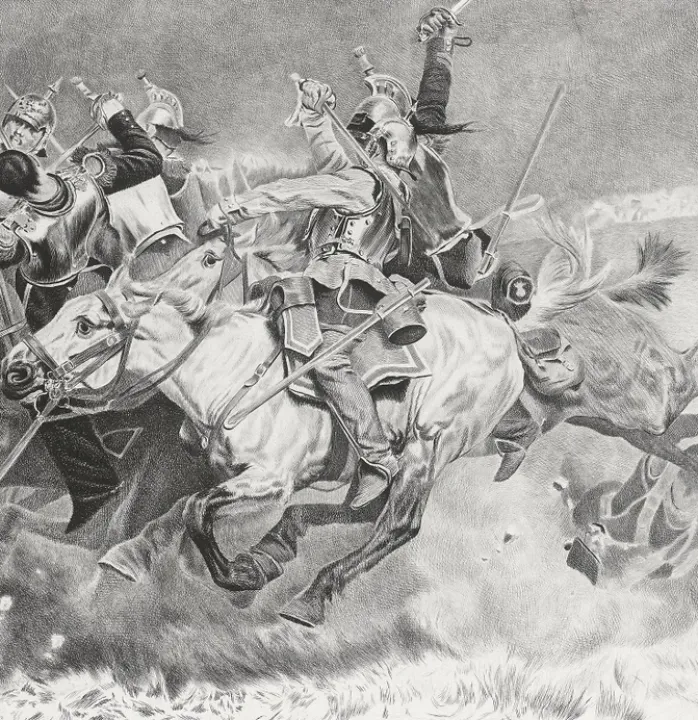 Estampe Charge des cuirassiers - Aimé Morot