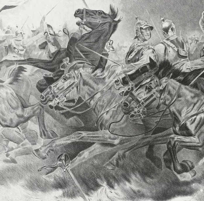 Estampe Charge des cuirassiers - Aimé Morot