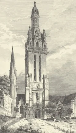 Estampe Eglise de Pleyben - Gabriel Toudouze