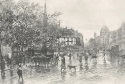 Clearance Estampe Entrée de la Cité, vue du pont Saint-Michel Paris Et Le Louvre