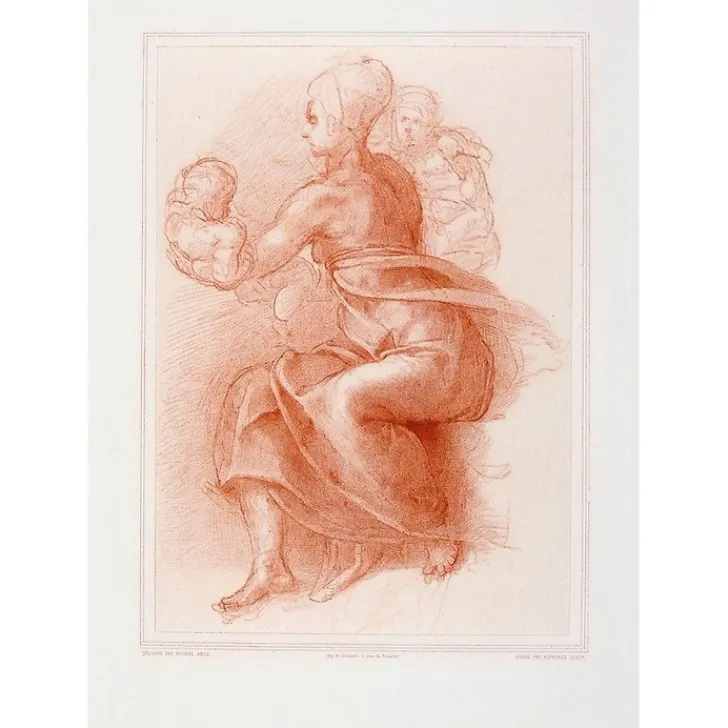 Best Estampe Etude de femme assise tenant un enfant - Michel-Ange Dessins