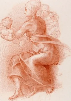 Best Estampe Etude de femme assise tenant un enfant - Michel-Ange Dessins