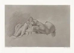 Estampe Etude de main (parti gauche d'une feuille d'études) - Hyacinthe Rigaud