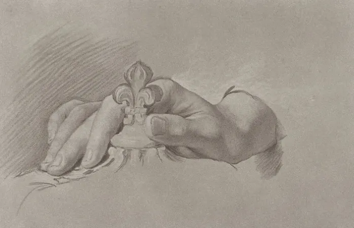 Estampe Etude de main (parti gauche d'une feuille d'études) - Hyacinthe Rigaud
