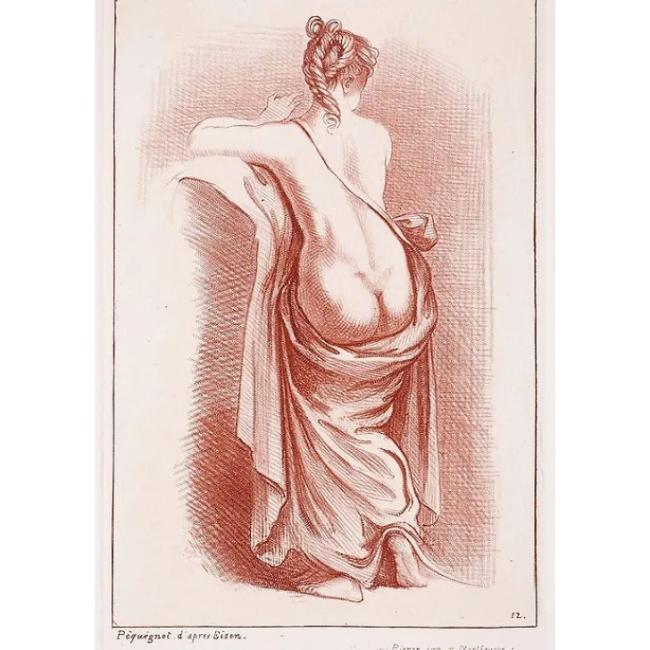 Hot Estampe Femme à demi nue de dos - Auguste Péquégnot Chefs D'Œuvre Des Musées