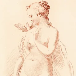 Estampe Femme nue debout ayant une colombe sur l'épaule Chefs D'Œuvre Des Musées