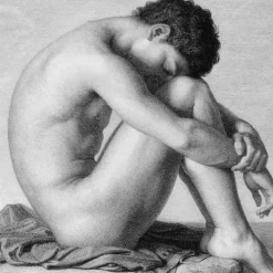 Estampe Jeune homme assis au bord de la mer - Hippolyte Flandrin