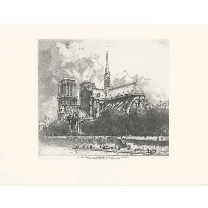 Estampe L'abside de Notre-Dame de Paris - Louis Orr