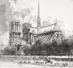 Estampe L'abside de Notre-Dame de Paris - Louis Orr