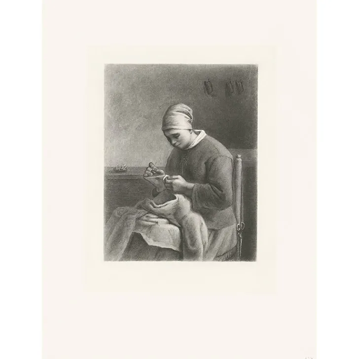 Best Estampe La Couseuse - Pierre Gustave Taverne Chefs D'Œuvre Des Musées