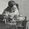 Discount Estampe La Dentellière - Vermeer Chefs D'Œuvre Des Musées