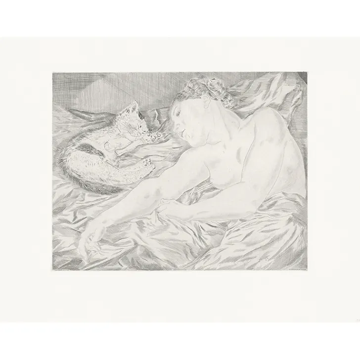 Online Estampe La femme au chat - Foujita Art Moderne