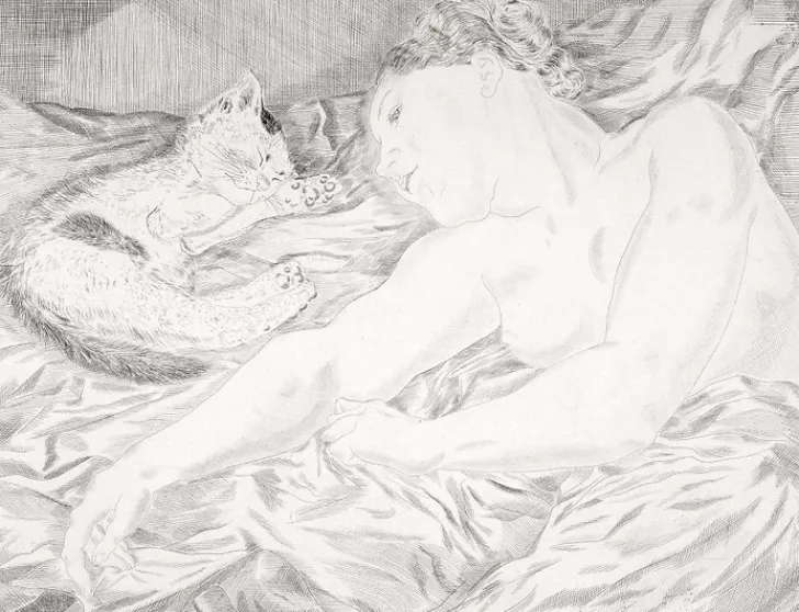 Online Estampe La femme au chat - Foujita Art Moderne