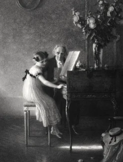 New Estampe La leçon de clavecin - Jules Alexis Muenier Chefs D'Œuvre Des Musées