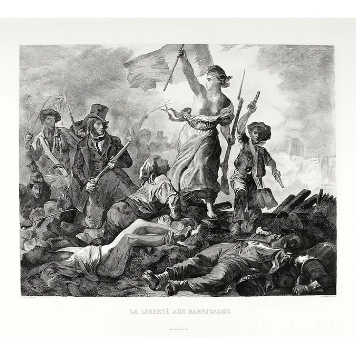 Clearance Estampe La Liberté guidant le peuple, 28 juillet 1830 - Eugène Delacroix Chefs D'Œuvre Des Musées|Personnages Et Évènements Historiques