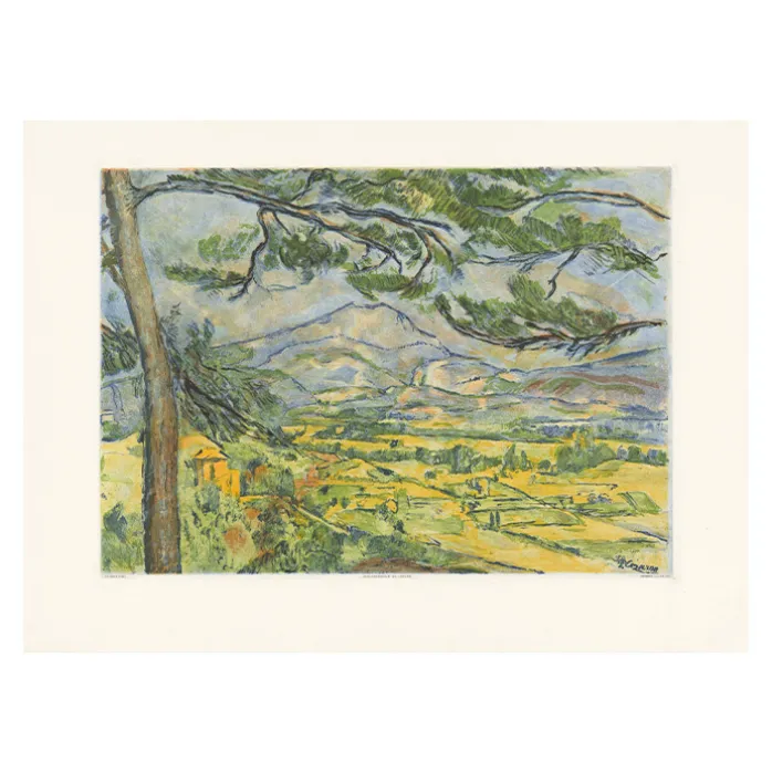 Estampe La Montagne Sainte Victoire gravée par Jacques Villon d'après Cézanne