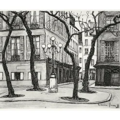 Clearance Estampe La place Fürstenberg à Paris - Maxime Juan Paris Et Le Louvre|Art Moderne