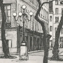 Clearance Estampe La place Fürstenberg à Paris - Maxime Juan Paris Et Le Louvre|Art Moderne
