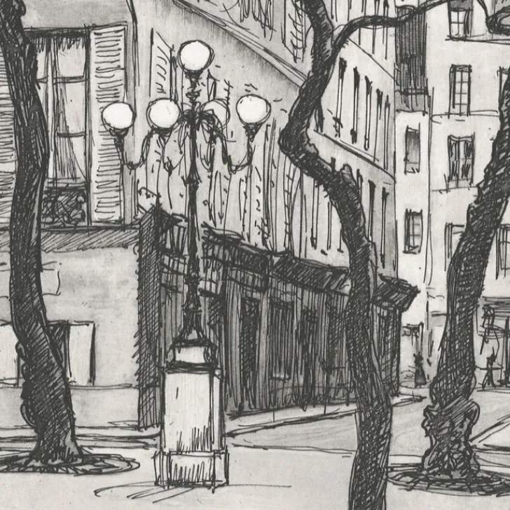 Clearance Estampe La place Fürstenberg à Paris - Maxime Juan Paris Et Le Louvre|Art Moderne
