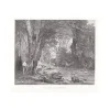 Estampe La Remise des chevreuils d'Emile Daumont d'après Gustave Courbet