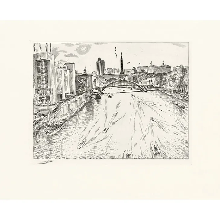 Clearance Estampe La Seine (Exposition 1937) - Louis-Joseph Soulas Chefs D'Œuvre Des Musées