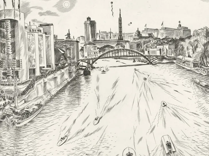 Clearance Estampe La Seine (Exposition 1937) - Louis-Joseph Soulas Chefs D'Œuvre Des Musées
