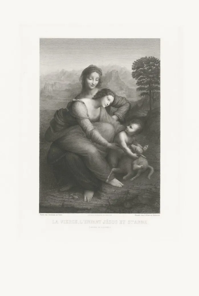 Estampe La Vierge et l'Enfant Jésus avec sainte Ann - Léonard de Vinci