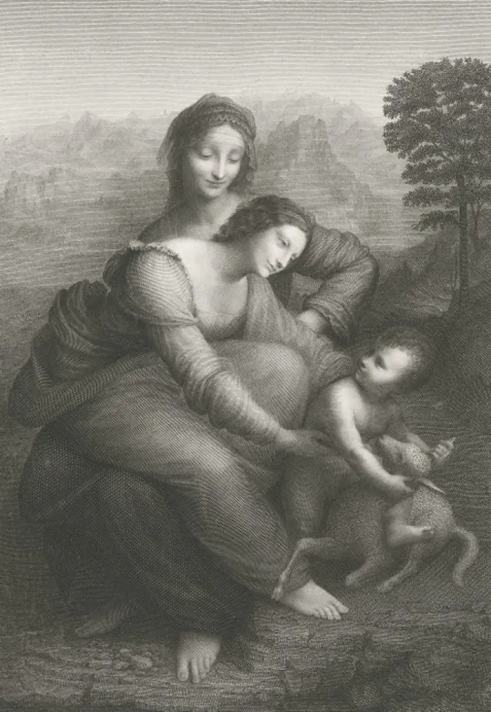 Estampe La Vierge et l'Enfant Jésus avec sainte Ann - Léonard de Vinci