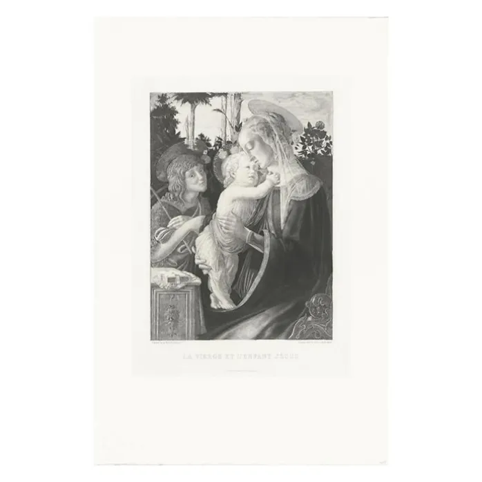 Estampe La Vierge, l'enfant Jésus et Saint Jean - Botticelli