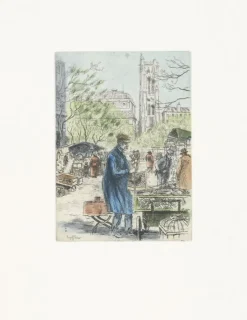 Outlet Estampe Le marché aux oiseaux - Eugène-Louis Véder Paris Et Le Louvre